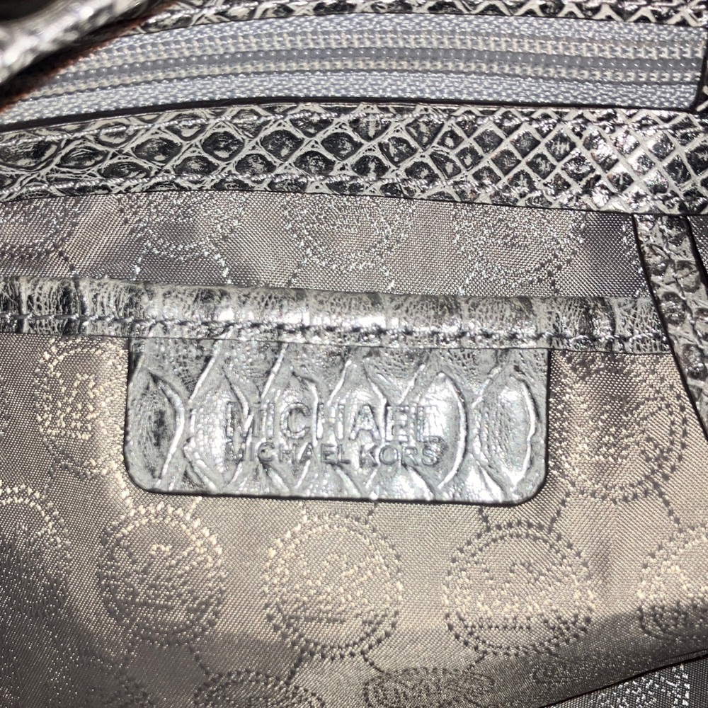 Michael Kors Metallic Silver Python leather Shoul… - image 12